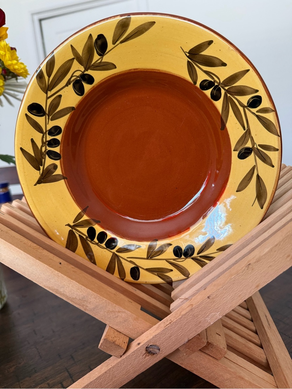 Pfaltzgraff Yellow and Brown Olive Motif Dinner Plate
